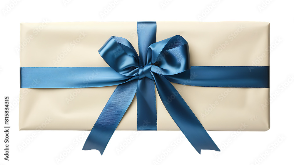 Packaging composition with blue ribbon bow isolated on transparent background Packaging composition with blue ribbon bow isolated on transparent background