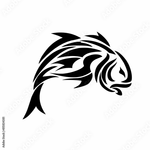illustration vector graphics of tribal art design Giant trevally fish tattoo