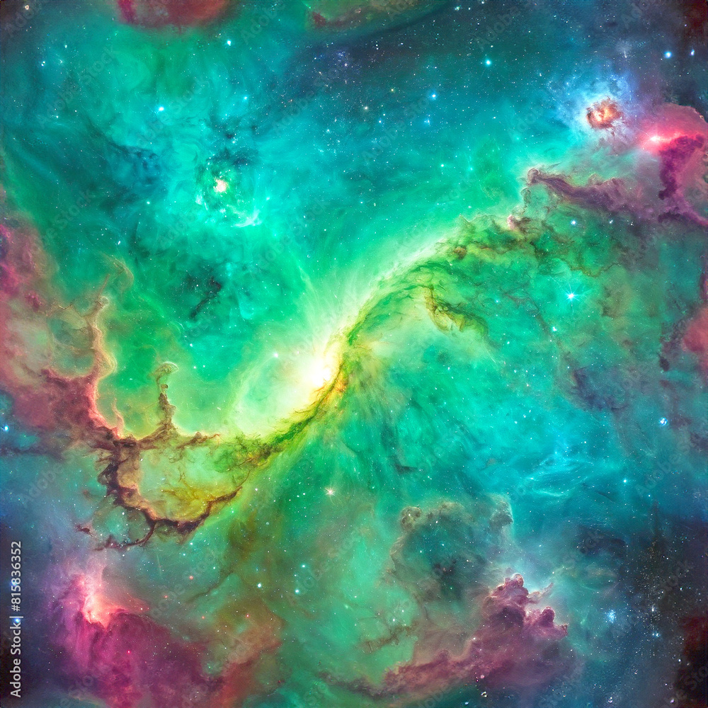 Fototapeta premium Cosmic Green Wave