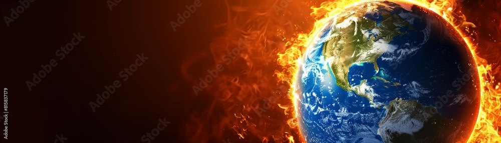 Fototapeta premium the globe is burning with flames. global warming concept. Global catastrophe. climate change.