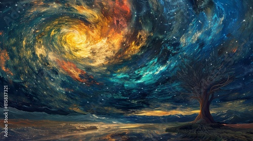 Cosmic Swirls: Abstract Galaxy Night Sky photo