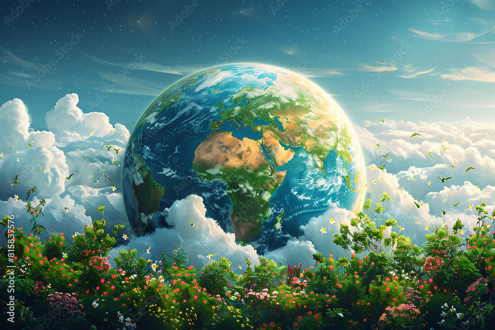 A vibrant blue and green eco Earth globe symbolizes environmental world protection, ecological conservation, and the urgent message of A vibrant blue and green eco Earth globe symbolizes environmental world protection, ecological conservation, and the urgent message of
