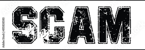 SCAM rubber stamp icon with grunge texture. Vector illustration.