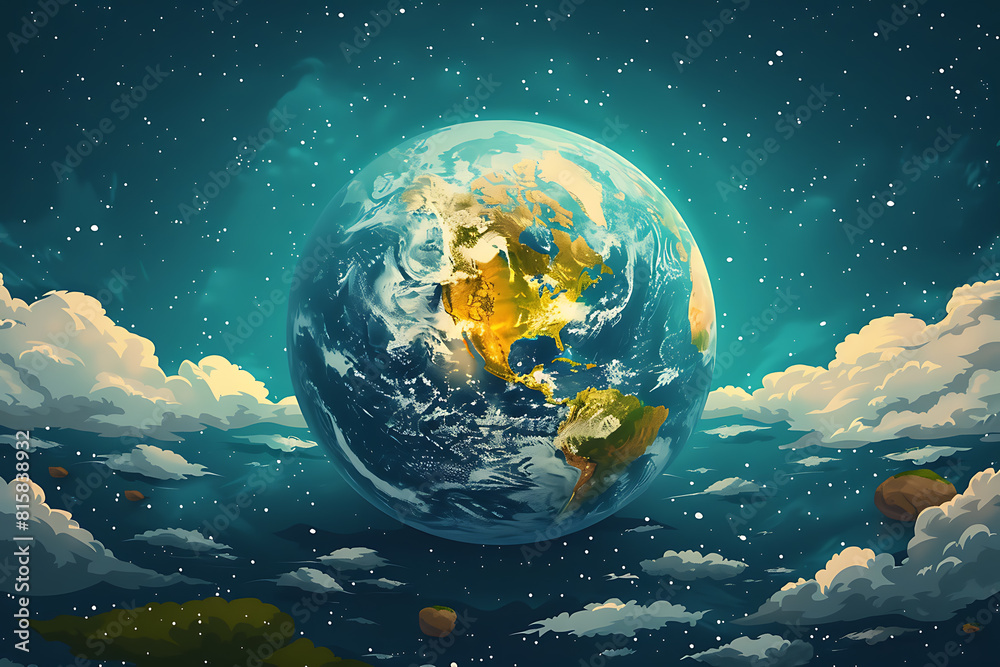 A vibrant blue and green Earth globe with lush vegetation, symbolizing environmental world protection, ecological conservation, and the message of A vibrant blue and green Earth globe with lush vegetation, symbolizing environmental world protection, ecological conservation, and the message of