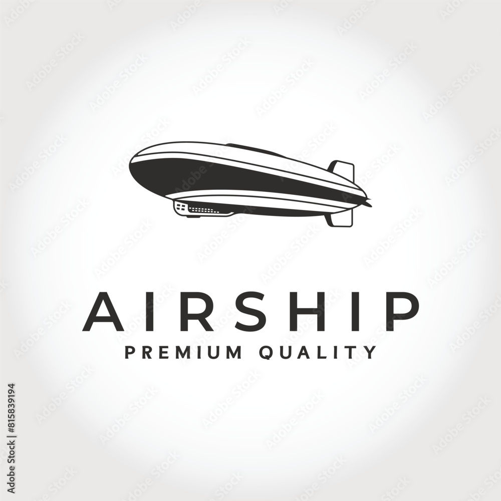 Fototapeta premium Vintage airship logo vector illustration design. zeppelin logo design