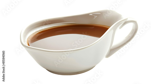 Sauce boat with turkey gravy isolated on transparent background