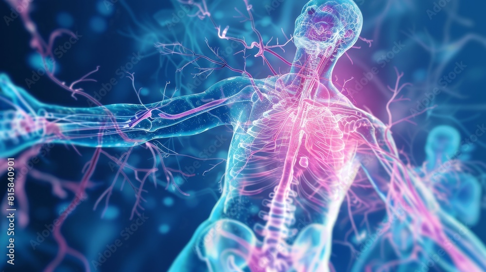 This image shows a clear view of the lymph nodes and vessels providing ...