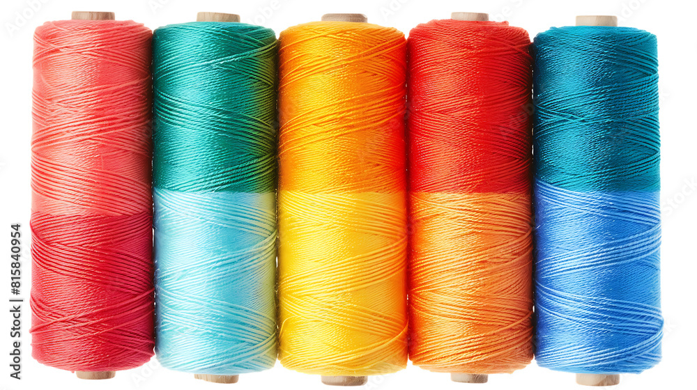 Set of different colorful sewing threads isolated on transparent background Set of different colorful sewing threads isolated on transparent background