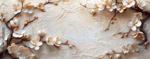 A painting of white flowers beautifully displayed on a wall, adding a touch of nature to the room