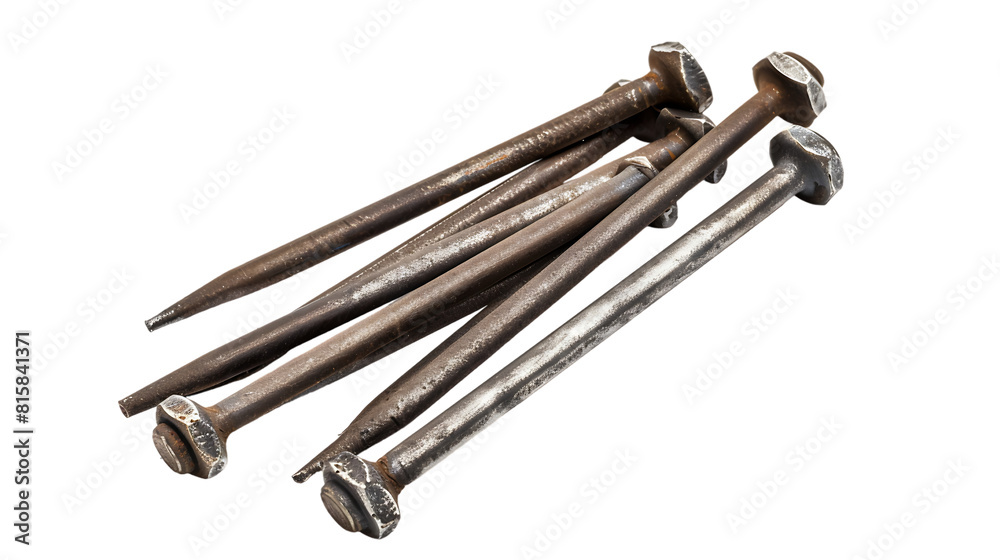 set of metal nail head isolated on transparent background set of metal nail head isolated on transparent background