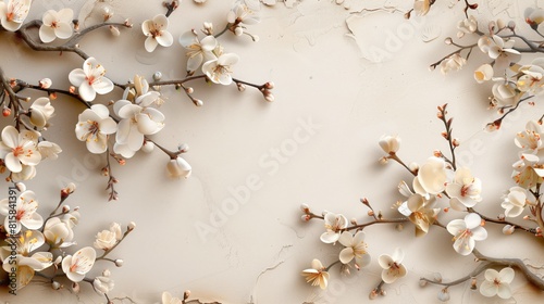 A white background adorned with delicate white flowers, creating a serene and elegant display