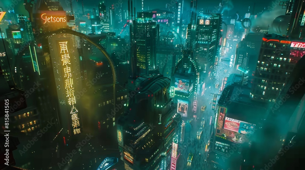 Cyberpunk Cityscape With A Car Driving At Night Cyberpunk Cityscape With A Car Driving At Night