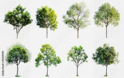 A collection of diverse isolated trees on a white background. © OLGA