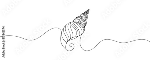 seashell, continuous one line drawing. Vector minimalist linear illustration.