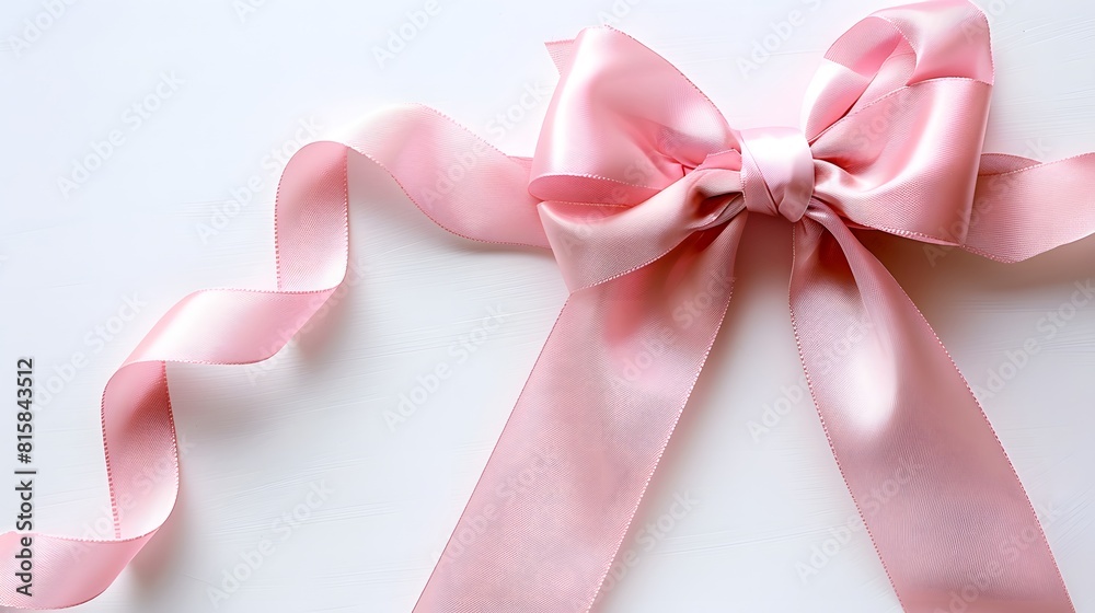 Pink ribbon bow on white background with copy space for text, gift decoration element, pink color satin ribbons in flat lay composition, isolated on blank background .
Pink ribbon bow on white background with copy space for text, gift decoration element, pink color satin ribbons in flat lay composition, isolated on blank background .