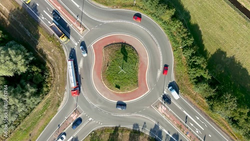 Aerial view of a roundabout.