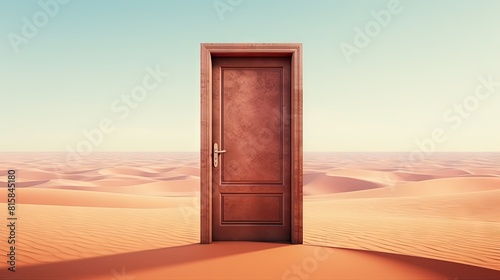 Opened door on desert UHD Wallpaper