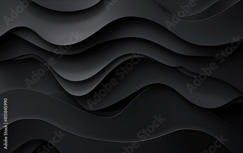 Black abstract layered paper cut design on dark background.