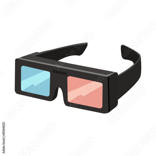 Realistic 3d illustration of movie glasses with movie effects in movie , Vector, isolated on white background