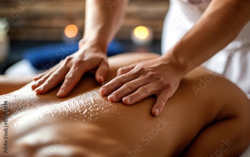 Close-up of a deep tissue back massage.