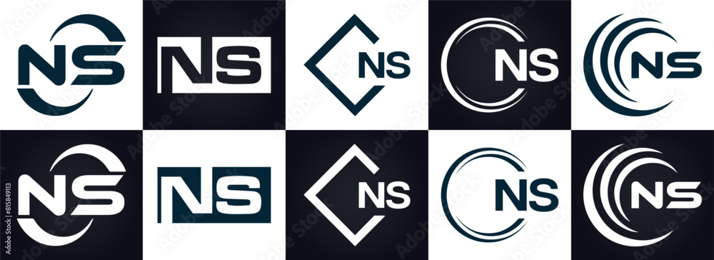 NS Letter Logo Design. Initial letters NS logo icon. Abstract letter NS N S minimal logo design template. N S Letter Design Vector with black Colors. NS logo, 