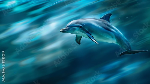 Dolphin in the water illustration, Beautiful, summer vibe, beach, ocean, sea, fish, background © Filip