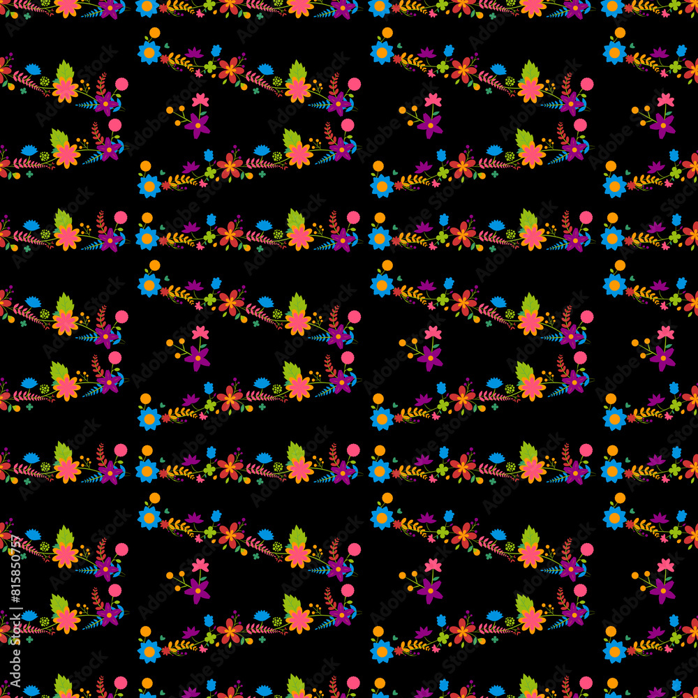 Colourful ditsy flowers print wallpaper