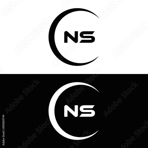 NS Letter Logo Design. Initial letters NS logo icon. Abstract letter NS N S minimal logo design template. N S Letter Design Vector with black Colors. NS logo, 