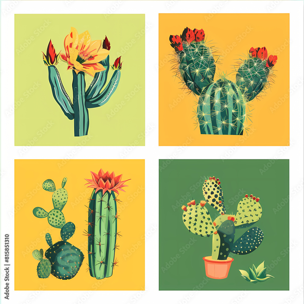 Cards template with pictures of cactuses vector image Cards template with pictures of cactuses vector image