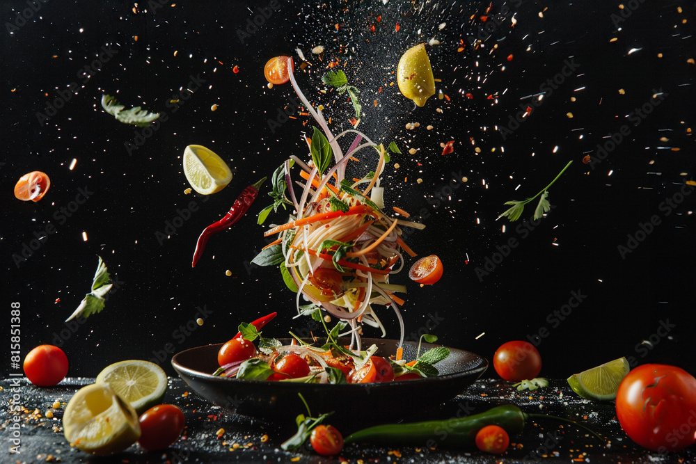 Bursting Papaya Salad, Thai food. Bursting Papaya Salad, Thai food.