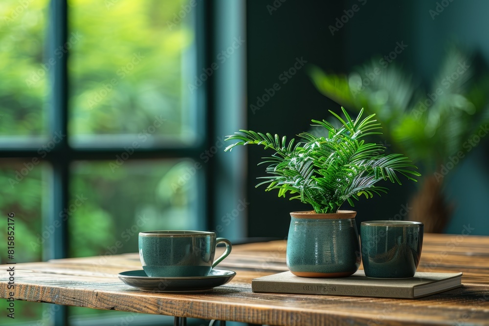creative co-working space with eco-friendly office concept, featuring green plants on desks, promoting a sustainable and inspiring work environment creative co-working space with eco-friendly office concept, featuring green plants on desks, promoting a sustainable and inspiring work environment