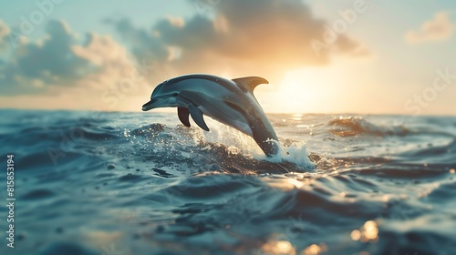 Dolphin in the water illustration  Beautiful  summer vibe  beach  ocean  sea  fish  background