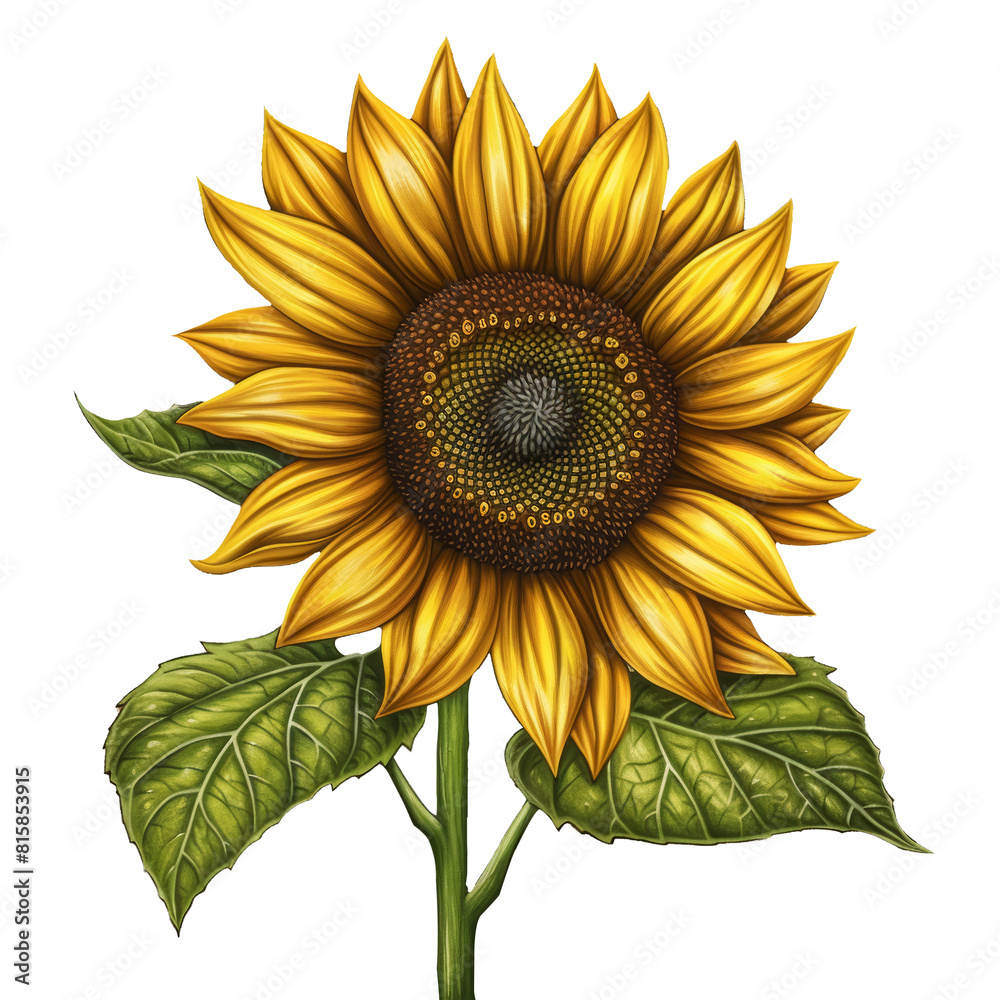 Fototapeta premium Bright Yellow Sunflower with Detailed Petals