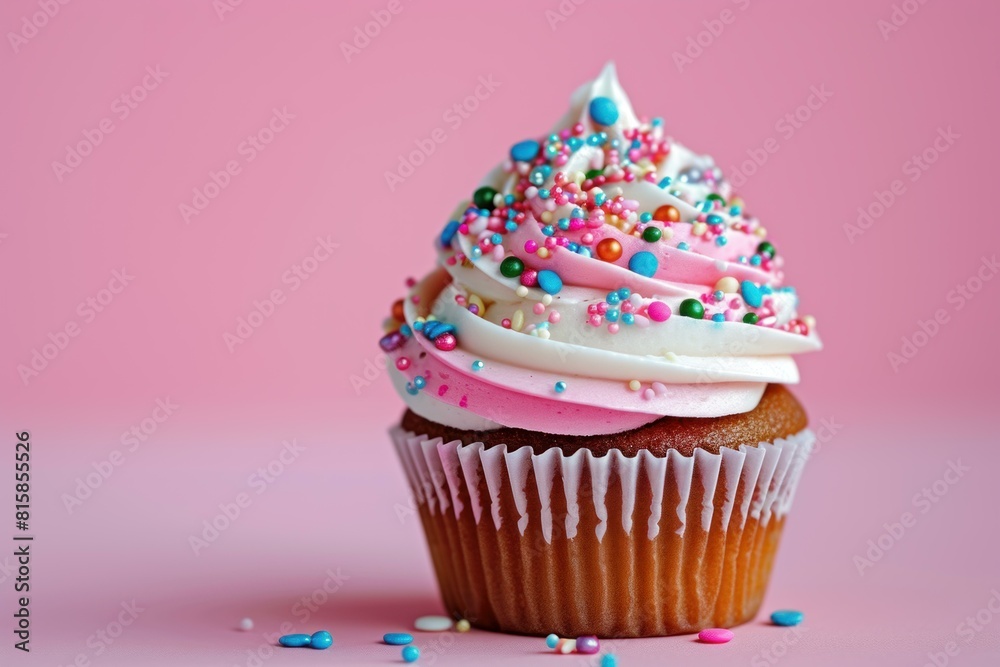 Sweet Birthday cupcake. Party candle teal. Generate Ai