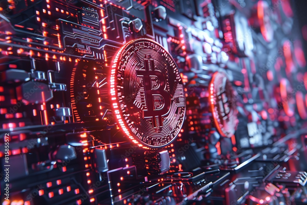 Crypto currency and digital wallets concept background. CGI 3D render Crypto currency and digital wallets concept background. CGI 3D render