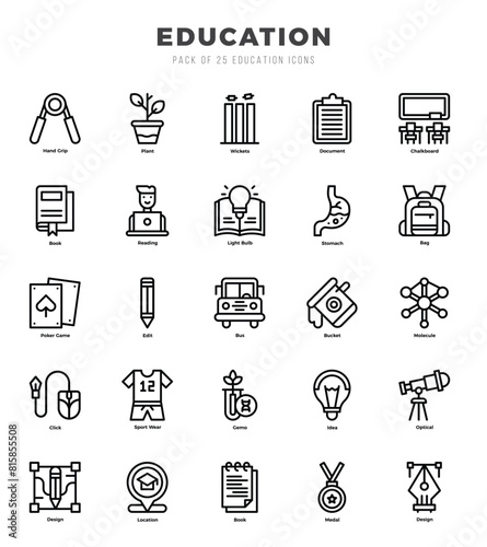 Set of 25 Education Lineal Icons Pack.