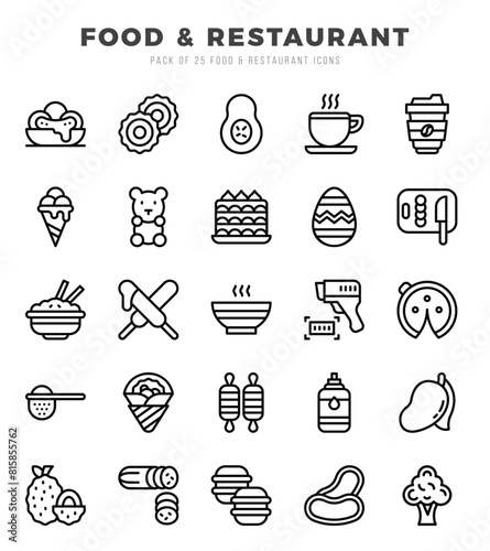 Set of Food and Restaurant Icons Lineal icons collection.