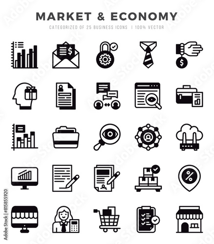 Market & Economy icon pack for your website. mobile. presentation. and logo design.