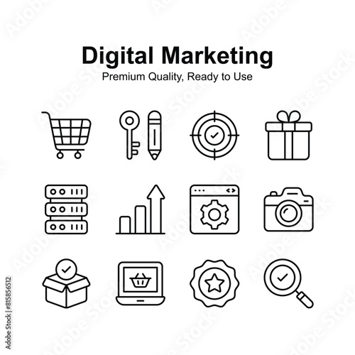 Digital marketing premium quality icons set, ready to use