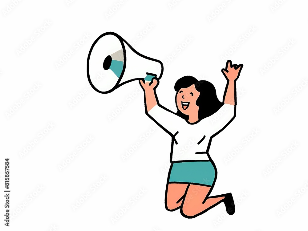 Woman shouting into megaphone Woman shouting into megaphone