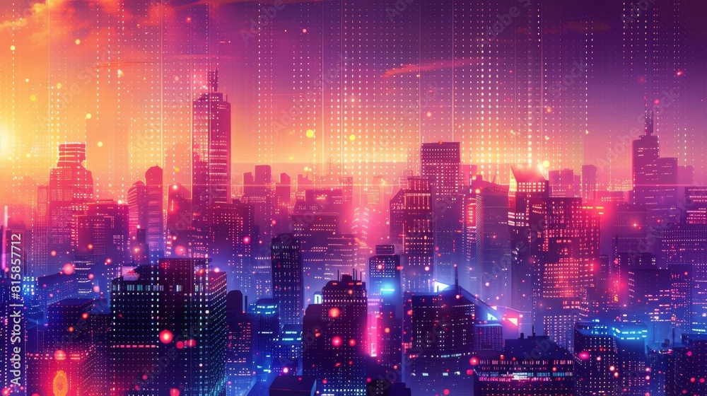 Futuristic Cityscape With Neon Lights