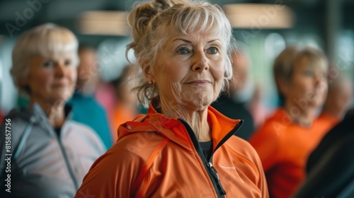 A group of older women are exercising together © noche