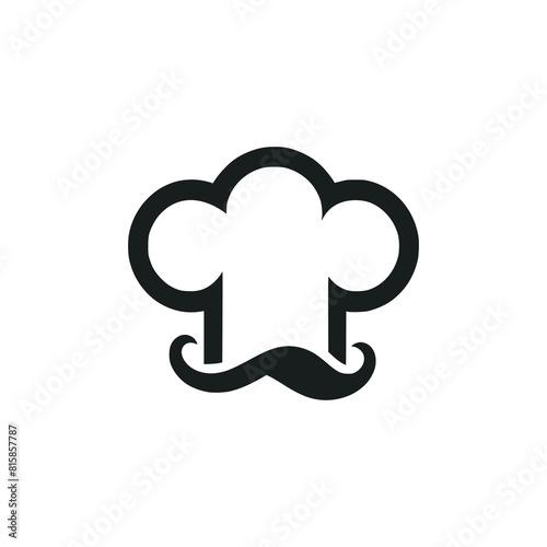 chef moustache food restaurant logo vector illustration template design