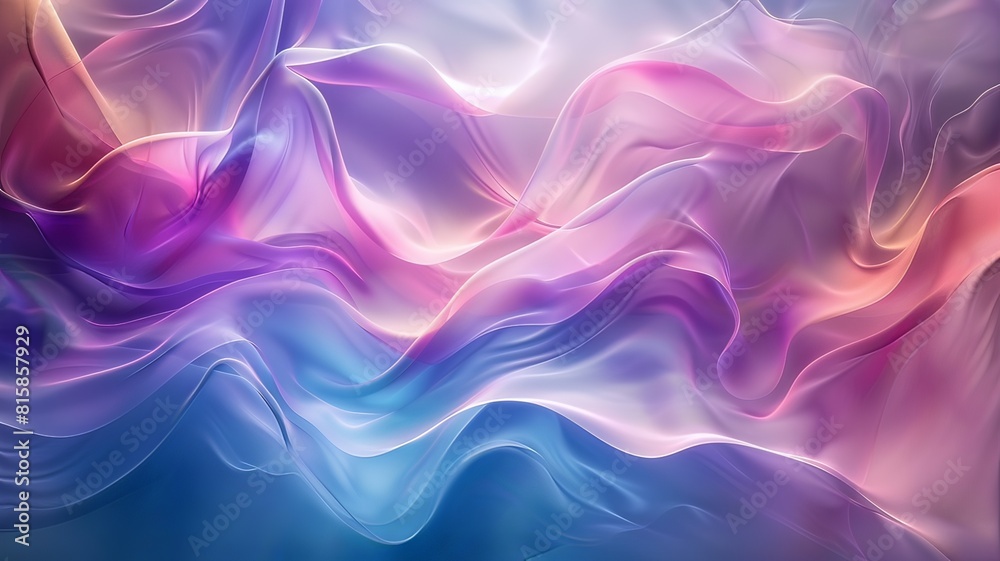 A colorful, flowing piece of fabric with a blue and pink hue A colorful, flowing piece of fabric with a blue and pink hue