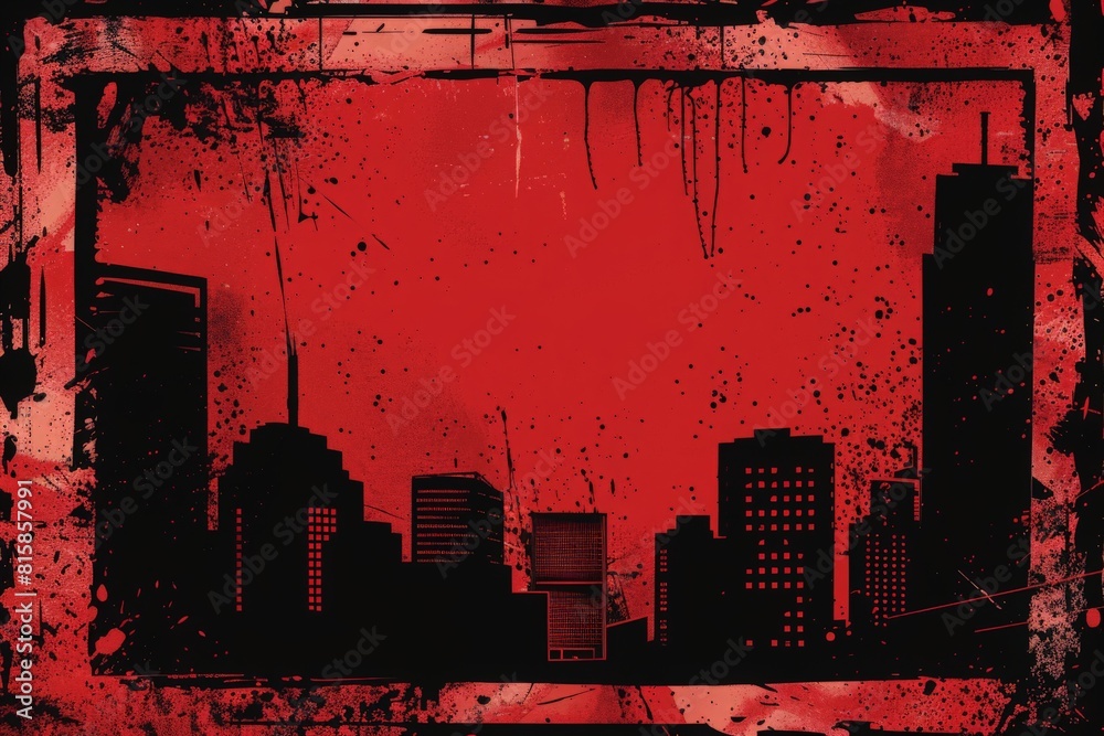 Red urban city grunge danger vector frame design illustration poster ...