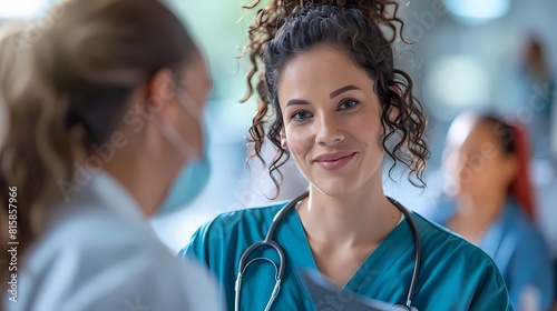 Collaborating on a patient care plan, each nurse bringing their expertise to the table photo