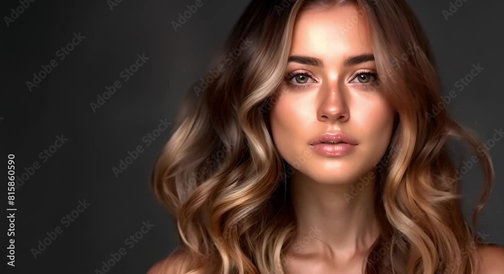Woman with ombre or balayage hair dye technique modeling for a brand. Concept Fashion Editorial, Hair Trends, Beauty Campaign, Brand Collaboration, Modeling Portfolio