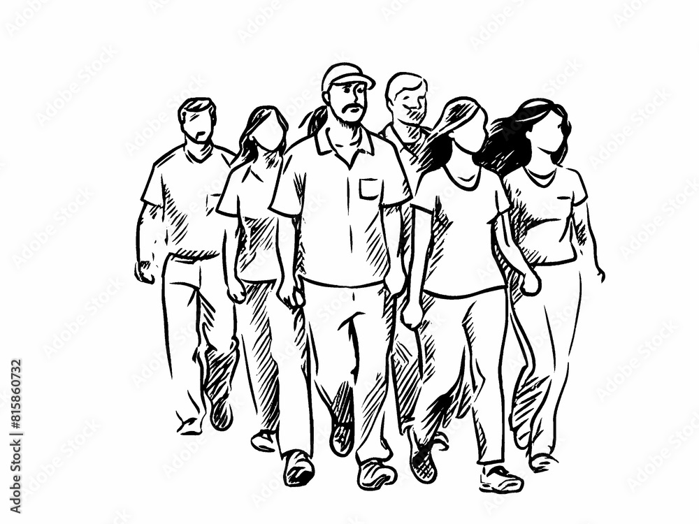 Fototapeta premium illustration of people walking line art icon