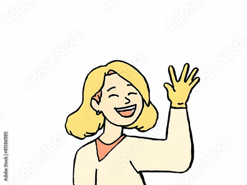 Woman smiling face hand wave  photo