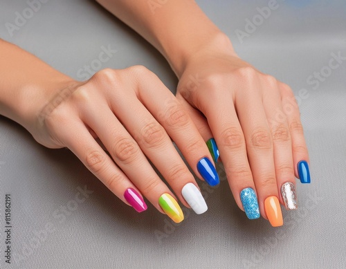 Elegant women with painted fingernails  nail design  women models  hands models